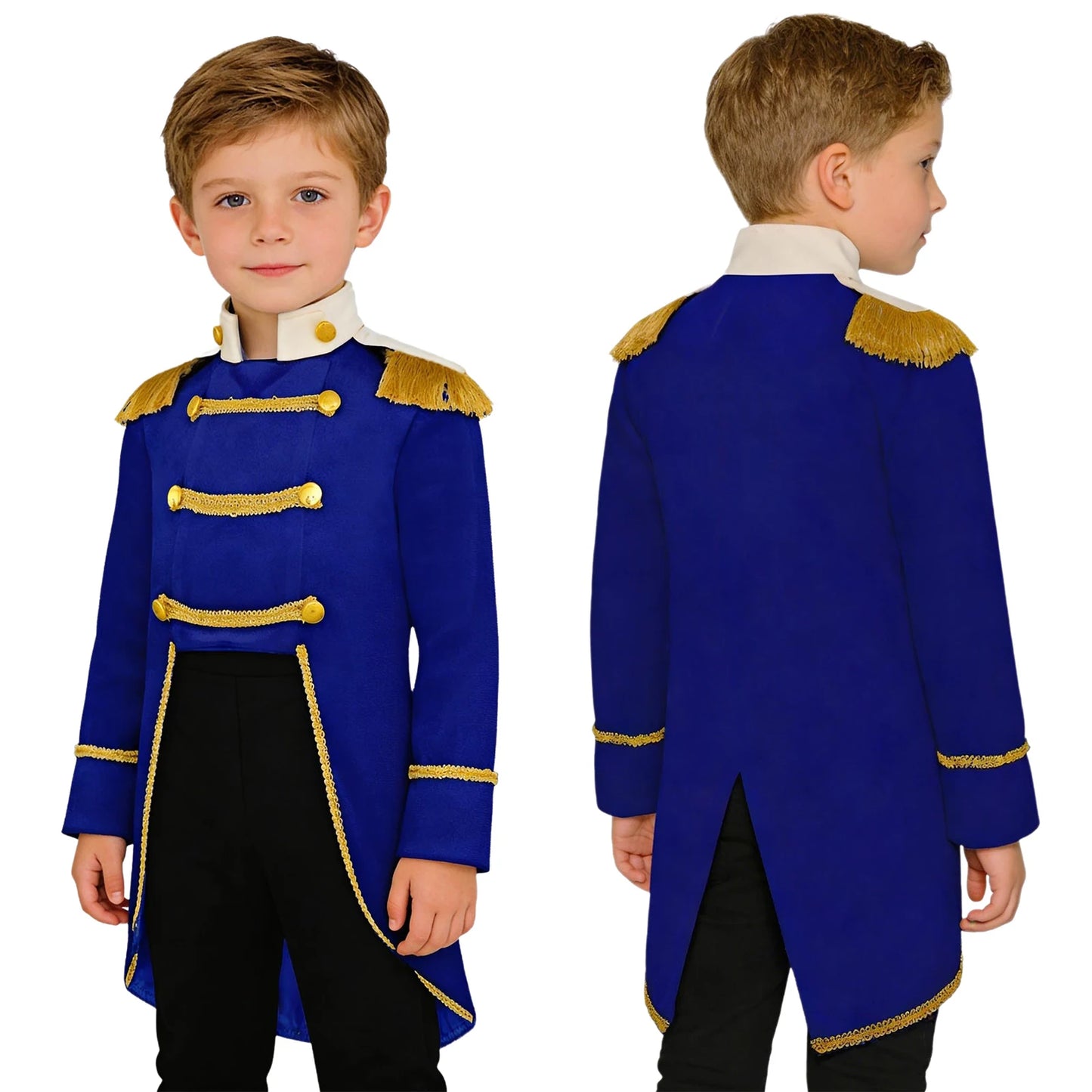 Baby Boys Prince Costume Long Sleeve Tailcoat Jacket Royal Court Marching Band Uniforms Halloween America Drum Costumes