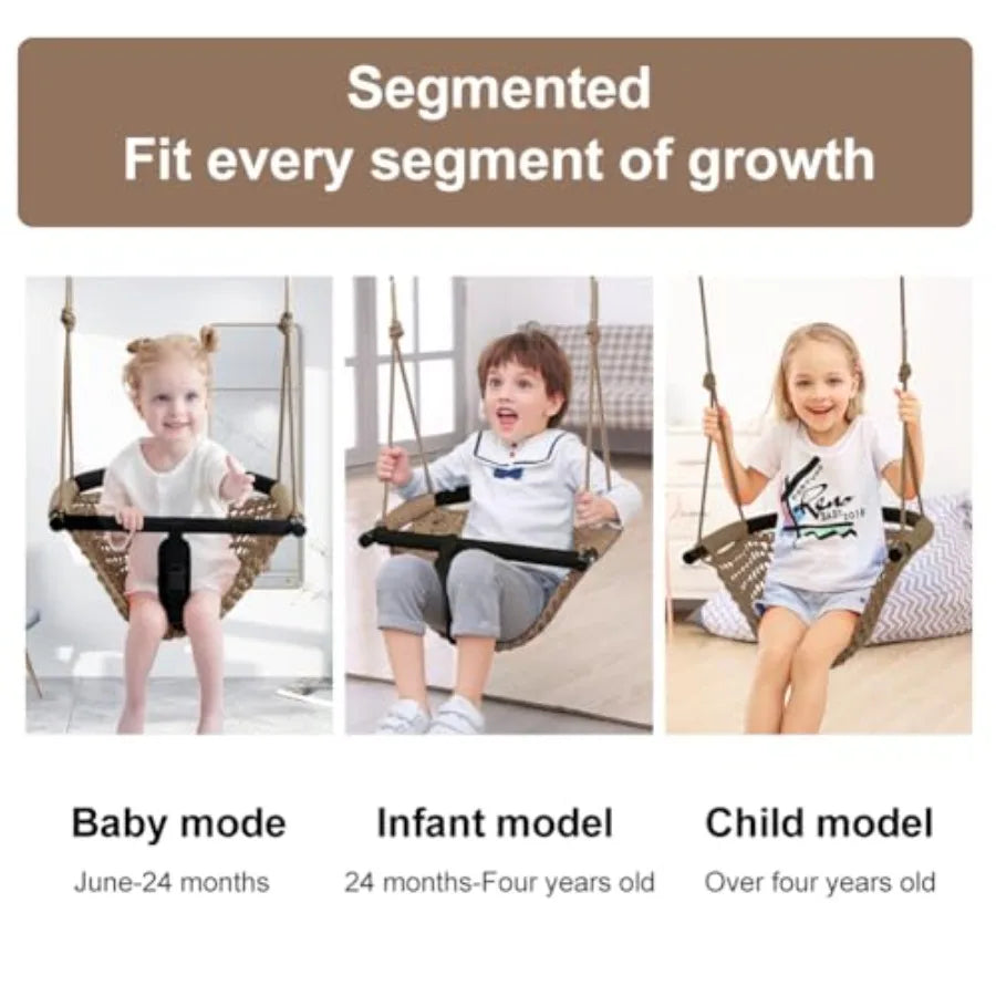 Toddler Swing 2-in-1 Baby Swing Adjustable Rope Swing Seat for Indoor Outdoor Use Durable Backyard Swing Set for Infants Toddle