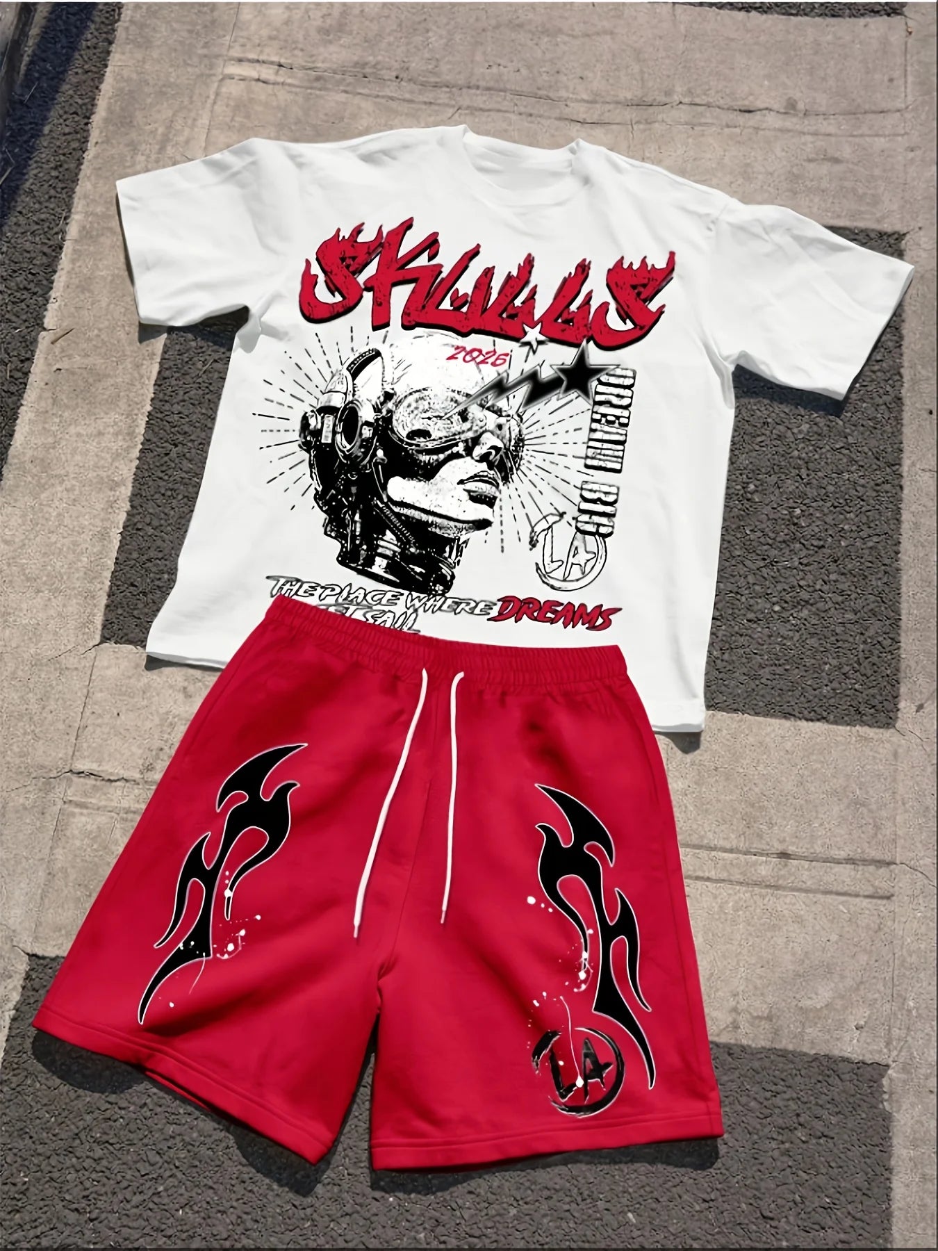 2025 Summer New Street casual Fashion Hip-hop Youthful Vitality 3D printed Breathable lightweight Youth Set