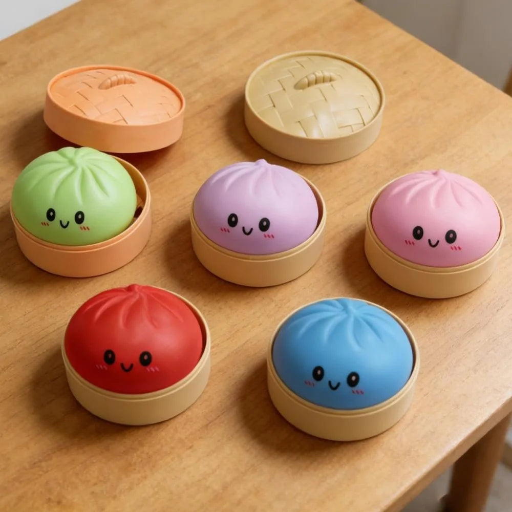 Large Dumpling Stress Ball with Steamer, Soft Squishy Sensory Toy for Stress Relief and Anxiety Reduction