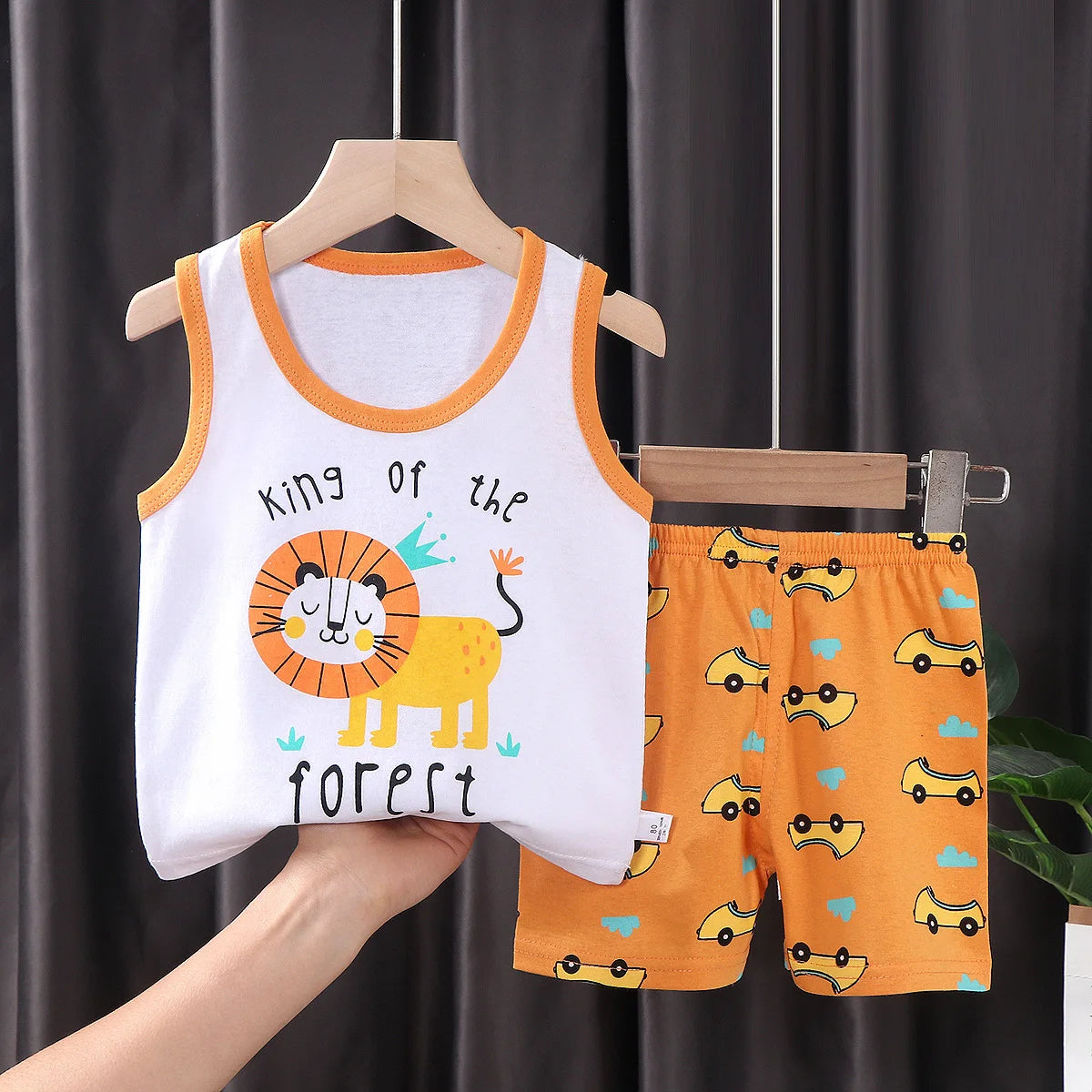 2-Piece Kids Summer Clothing Set with Sleeveless Cotton T-Shirt and Shorts