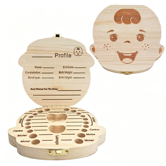 1pc-Baby Tooth Box Wooden Kids Milk Teeth Organizer Storage Boys Girls Baby Souvenirs Gifts Keepsakes
