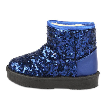 Fashion New Winter Kid Snow Boots Plush Warm Fashion Sequins Solid Color Girls Ankle Boots Children Little Girl Boots Size 21-38