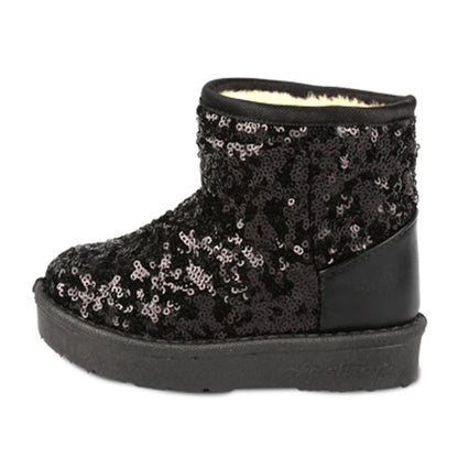 Fashion New Winter Kid Snow Boots Plush Warm Fashion Sequins Solid Color Girls Ankle Boots Children Little Girl Boots Size 21-38