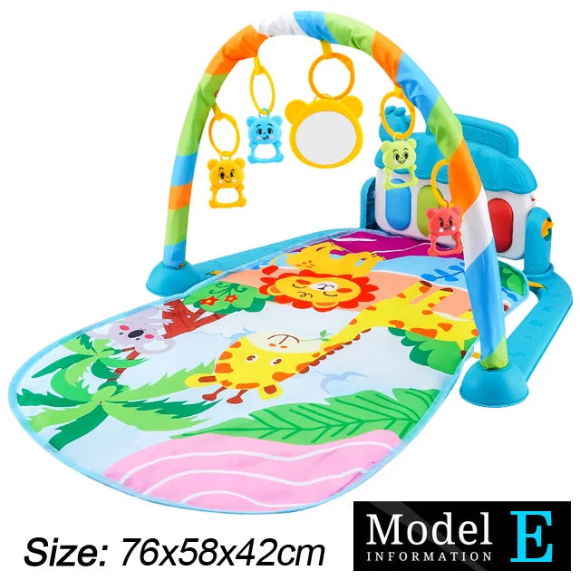 Baby Fitness Play Gym with Music, Piano Activity Mat and Crawling Blanket for 0–36 Months