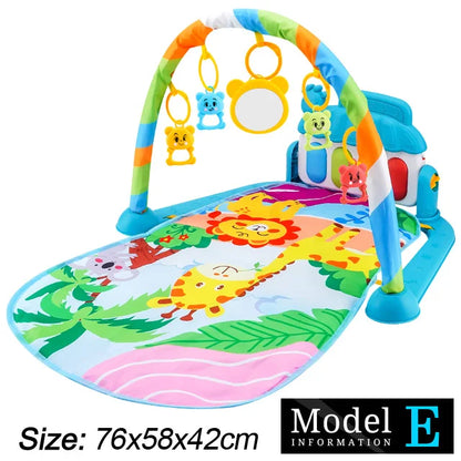 Baby Fitness Play Gym with Music, Piano Activity Mat and Crawling Blanket for 0–36 Months