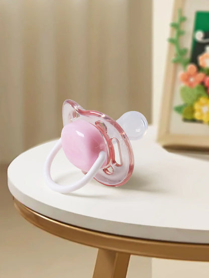 1-Piece Baby Pacifier with Dust Cover Lid, Soft Silicone Nipple Soother and Handle