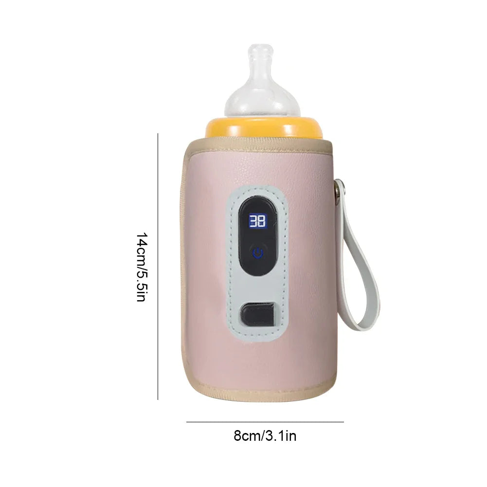USB Portable Baby Bottle Warmer for Milk and Water, Travel Feeding Heater with Insulated Bag