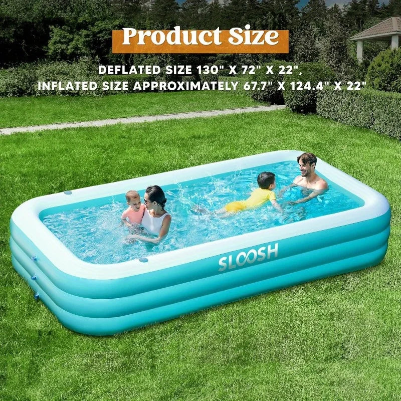 JOYFY Full-Sized Inflatable Swimming Pool 125x 68x 22 inch Inflatable Pool with Seats for Family Pool Summer Water Party Pool
