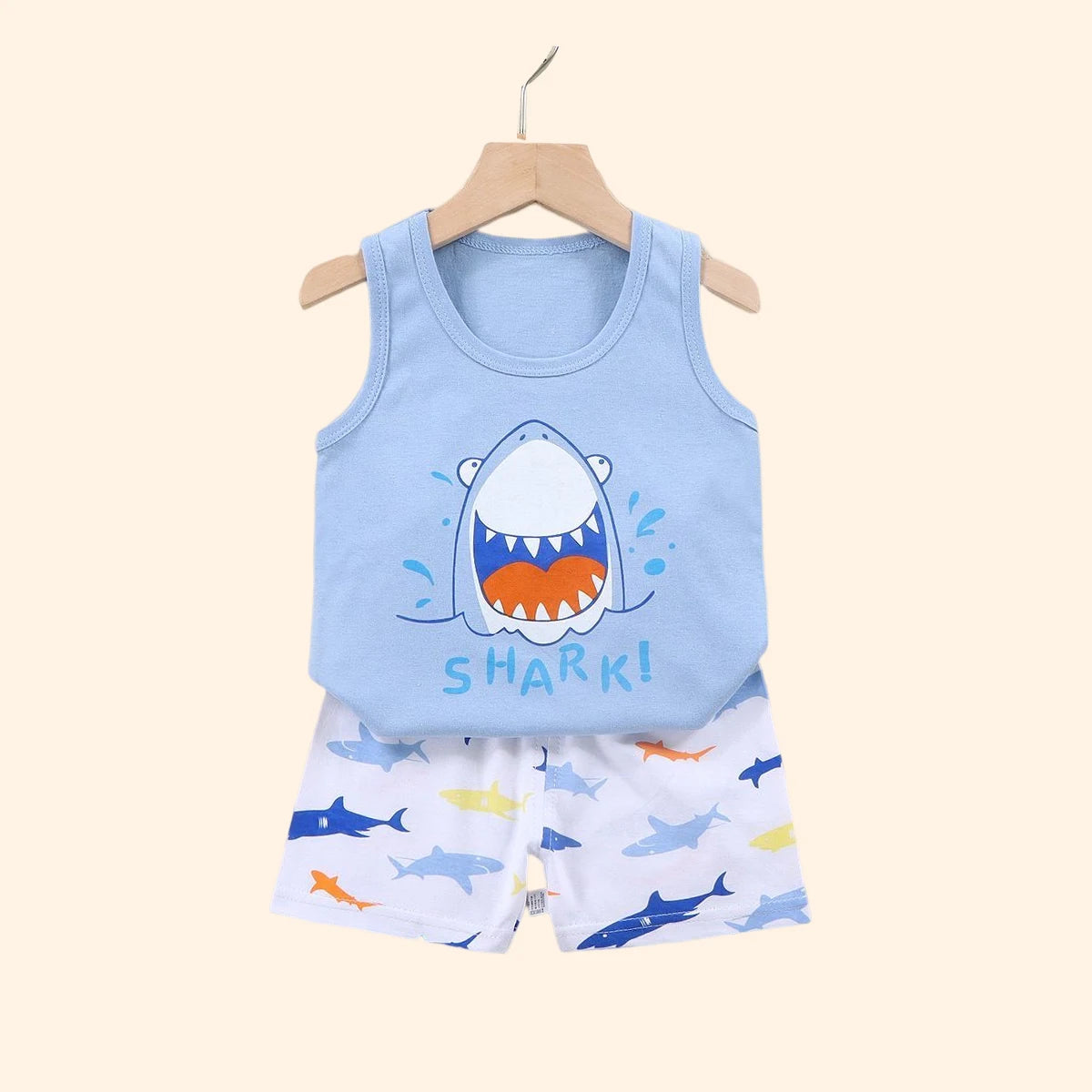 2-Piece Kids Summer Clothing Set with Sleeveless Cotton T-Shirt and Shorts