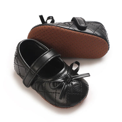 0-1Year Black Fashion Newborn Party Princess Shoes Boys And Girls' First Step Walking Shoes Soft Soled Anti Slip Baby Shoes