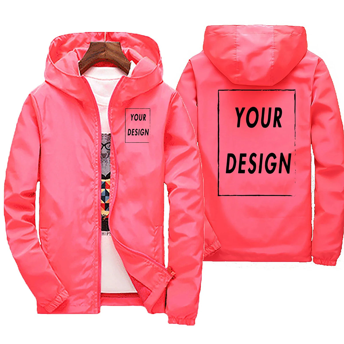 Men’s Waterproof Windbreaker Jacket, Autumn Outdoor Sports Jacket, Casual Lightweight Coat, Black, Plus Size Up to 7XL