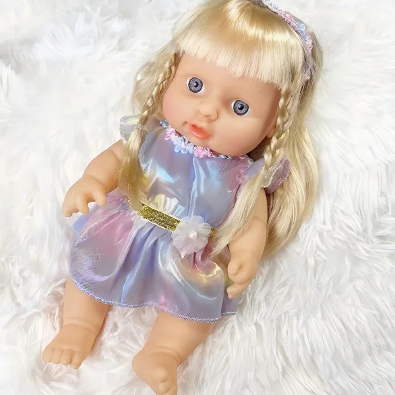 12-Inch Reborn Baby Doll with Accessories – Realistic Baby Doll Set with Hair Clips, Hair Rollers & Feeding Bottle
