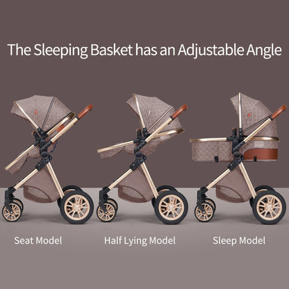 Premium 3-in-1 Baby Travel System: Reversible Seat Pram Stroller, Folding Design for 0-3 Years