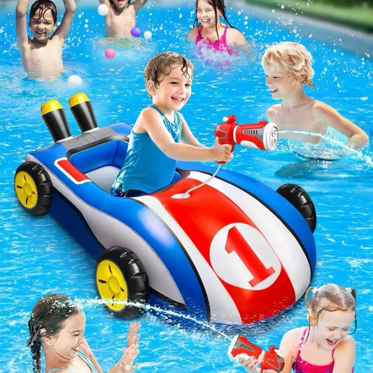 Top Tier Inflatable Race Car Style Pool Float Integrated Water Spray Function Sturdy Structure Delivers Premium Experience For Summer Pool Gathering Outdoor Water Entertainment summer toys pool floaties for adults
