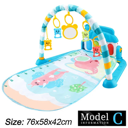 Baby Fitness Play Gym with Music, Piano Activity Mat and Crawling Blanket for 0–36 Months