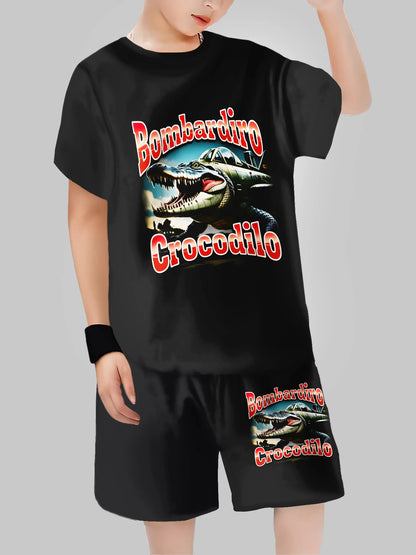2025 New Fashion AI Games TungTungTung Sahur Design T-shirt+Shorts Summer Clothing Set Sports Suit T-Shirt & Pants Baby Outfits