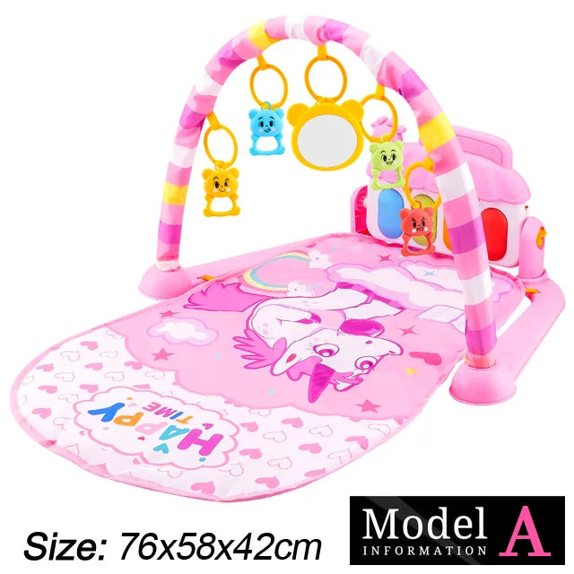 Baby Fitness Play Gym with Music, Piano Activity Mat and Crawling Blanket for 0–36 Months