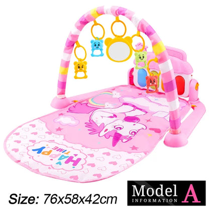 Baby Fitness Play Gym with Music, Piano Activity Mat and Crawling Blanket for 0–36 Months