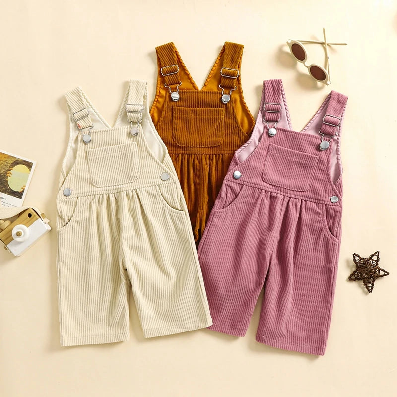 Lioraitiin Baby Girl Summer Wide Leg Overalls, Solid Color Jumpsuit with Front Pocket (3–24M)