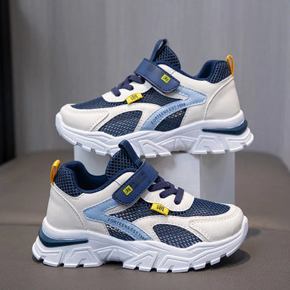 Kid Sneakers Sport Shoes for Boys Fashion Leather Children Breathable Mesh Comfort Shoes Casual Walking Outdoor Running Shoes
