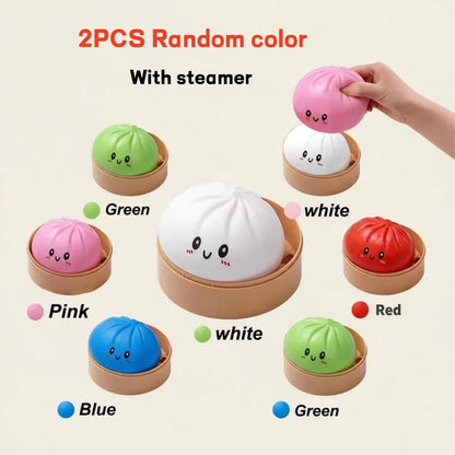 Large Dumpling Stress Ball with Steamer, Soft Squishy Sensory Toy for Stress Relief and Anxiety Reduction