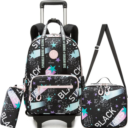 Kids Rolling Backpack for Boys Backpack with Wheels for School Backpacks for Boys Kids Bookbag for Primary Middle School with Lunch Box Set