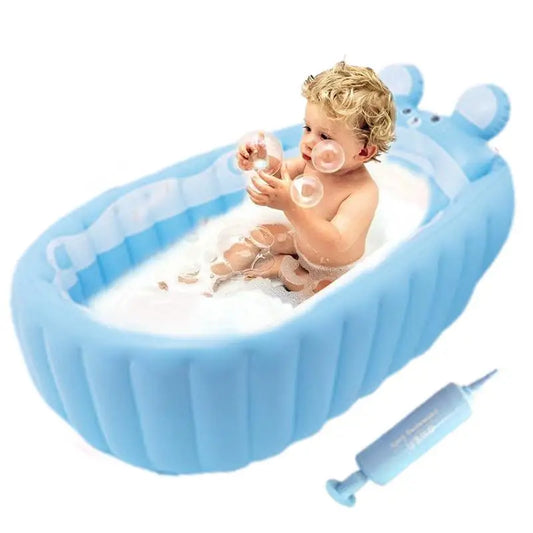 Toddler Inflatable Bathtub with Air Pump, Non-Slip Foldable Travel Bath Tub for Kids