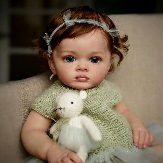 55cm Realistic Reborn Baby Doll for Girls Handmade Soft Vinyl Silicone Newborn Life-Size Collectible Infant Girl Figurine