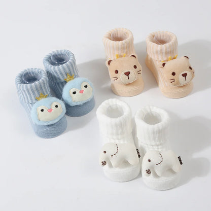 1 Pair Cute Cartoon Animal Kids Infant Newborn Baby Socks 0-6 Months Four Seasons Elastic Knit Cotton Kids Short Tube Socks
