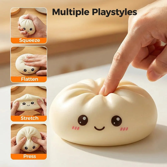 Large Dumpling Stress Ball with Steamer, Soft Squishy Sensory Toy for Stress Relief and Anxiety Reduction