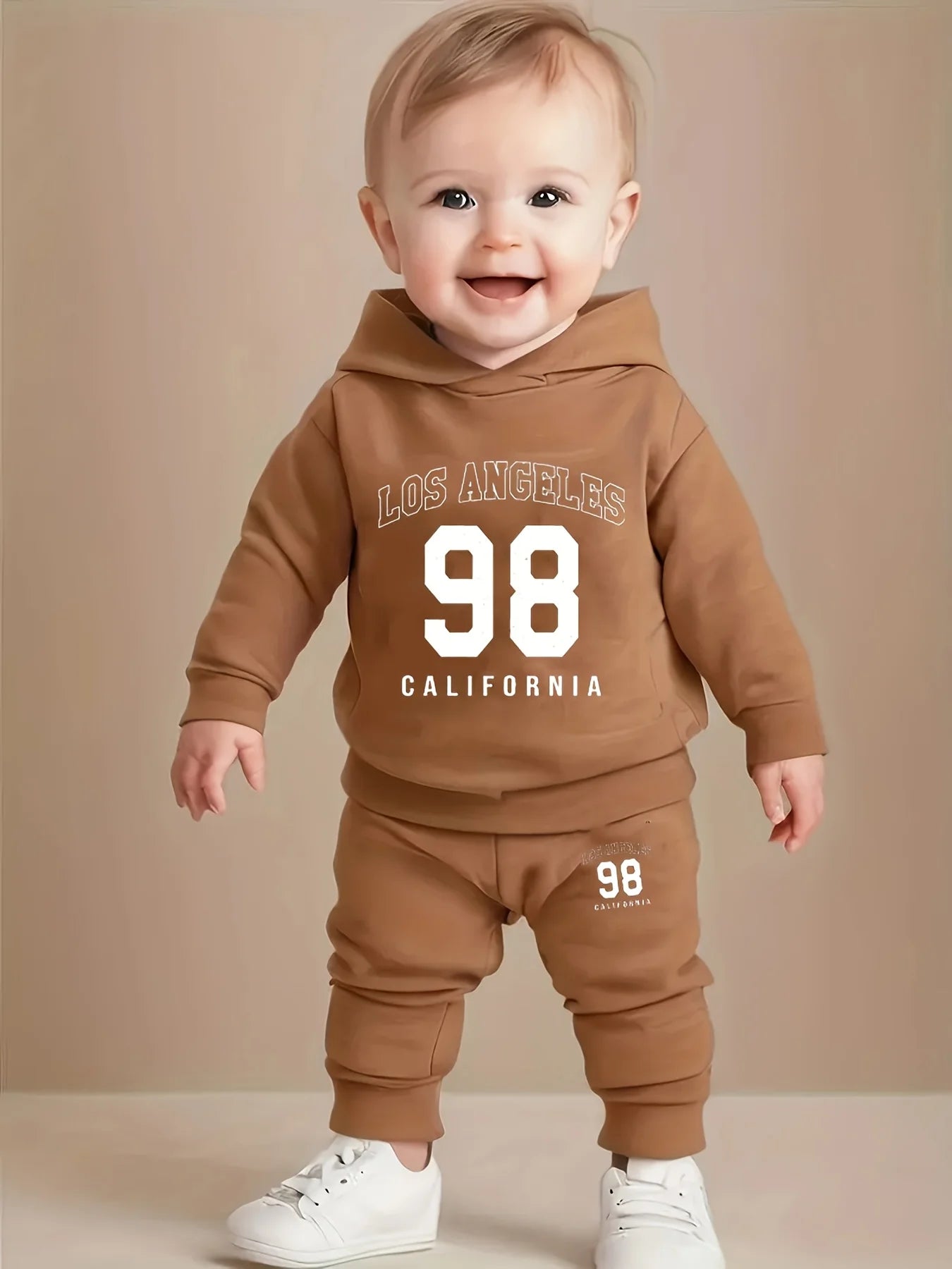 Newborn Baby Boy Fleece Hoodie and Sports Pants Set, Long Sleeve Autumn Winter Outfit