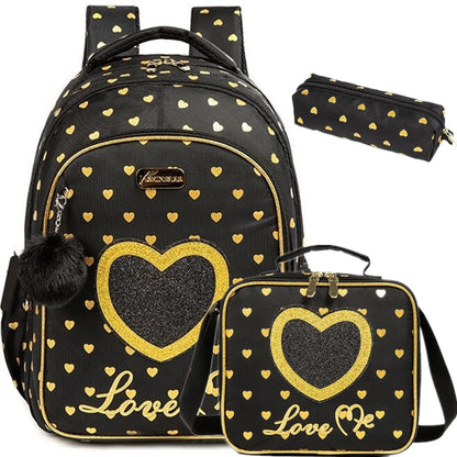 3PCS Backpacks for Girls Mermaid School Bags for Elementary Students Kids Large Capacity Backpack Set with Lunch Bag for School