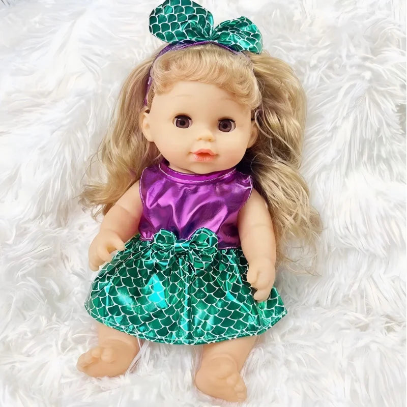 12-Inch Reborn Baby Doll with Accessories – Realistic Baby Doll Set with Hair Clips, Hair Rollers & Feeding Bottle