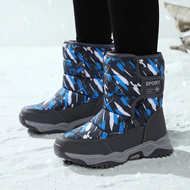 New Arrival Winter Children Shoes Plush Waterproof Fabric Non-Slip Girl Rubber Sole Snow Boots Fashion Warm Outdoor Boots