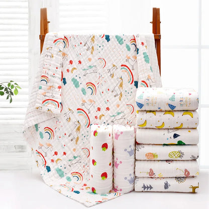 4-Layer Cotton Gauze Baby Bath Towel, Soft Swaddle Blanket and Bath Wrap for Boys & Girls