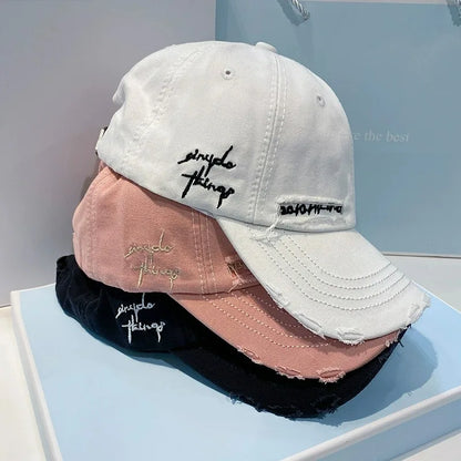 Vintage Washed Baseball Cap for Men & Teens, Embroidered Letter Adjustable Sun Hat, Casual Streetwear Hat for Spring & Summer