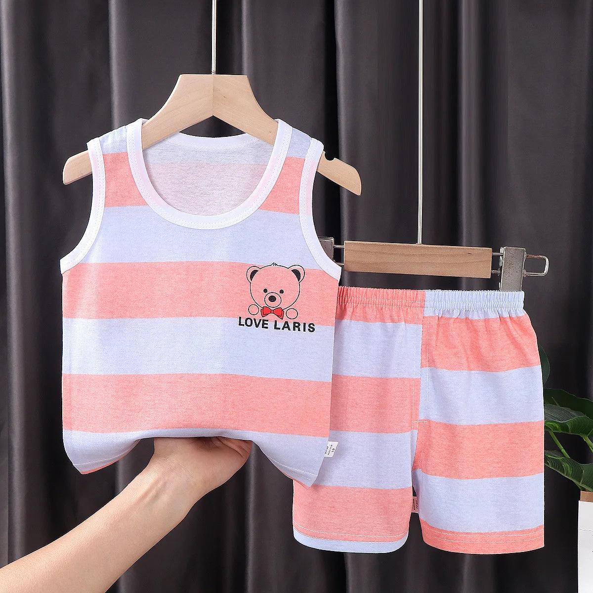 2-Piece Kids Summer Clothing Set with Sleeveless Cotton T-Shirt and Shorts