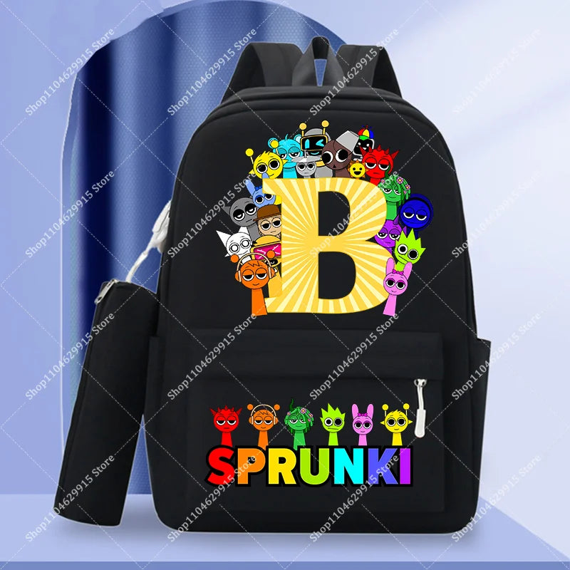 2-Piece Sprunki Backpack Set with Pencil Case – Large Capacity School Bag