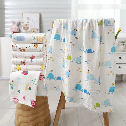 4-Layer Cotton Gauze Baby Bath Towel, Soft Swaddle Blanket and Bath Wrap for Boys & Girls