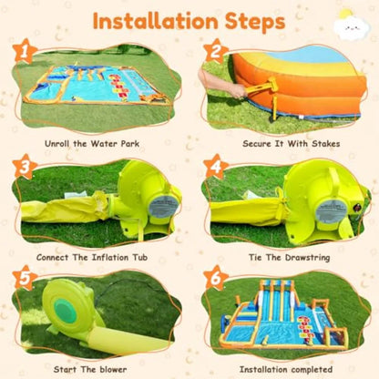20FT 12-in-1 Inflatable Water Slide Bounce House with 950W Air Blower, 3 Long Slides & Climbing Wall