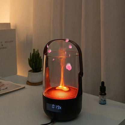 200ml Flame Humidifier Diffuser, Color-Changing LED, USB, Auto-Off, Quiet, Easy Clean