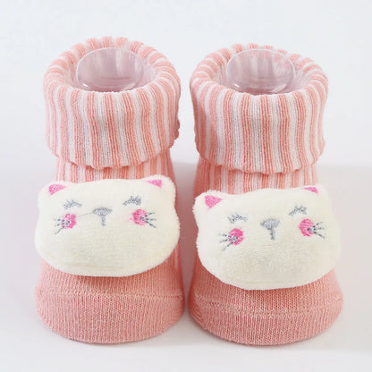 1 Pair Cute Cartoon Animal Kids Infant Newborn Baby Socks 0-6 Months Four Seasons Elastic Knit Cotton Kids Short Tube Socks