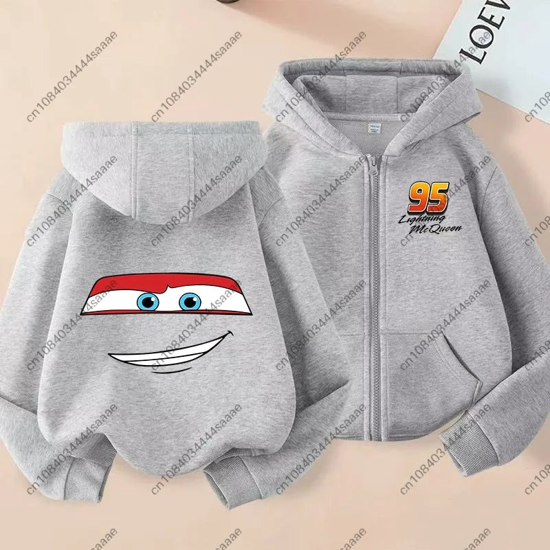Lightning Mcqueen Sally Sports Zipper Hoodies Boys Girls Anime Cartoon Cute Hooded Sweatshirt Children Autumn Fashion Clothes