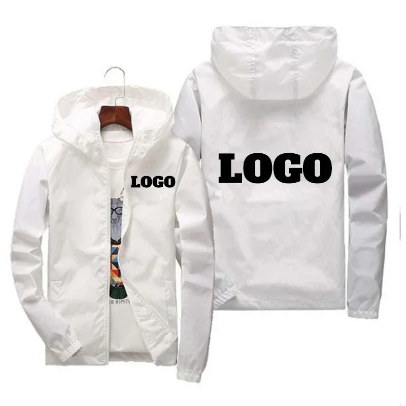Men’s Waterproof Windbreaker Jacket, Autumn Outdoor Sports Jacket, Casual Lightweight Coat, Black, Plus Size Up to 7XL