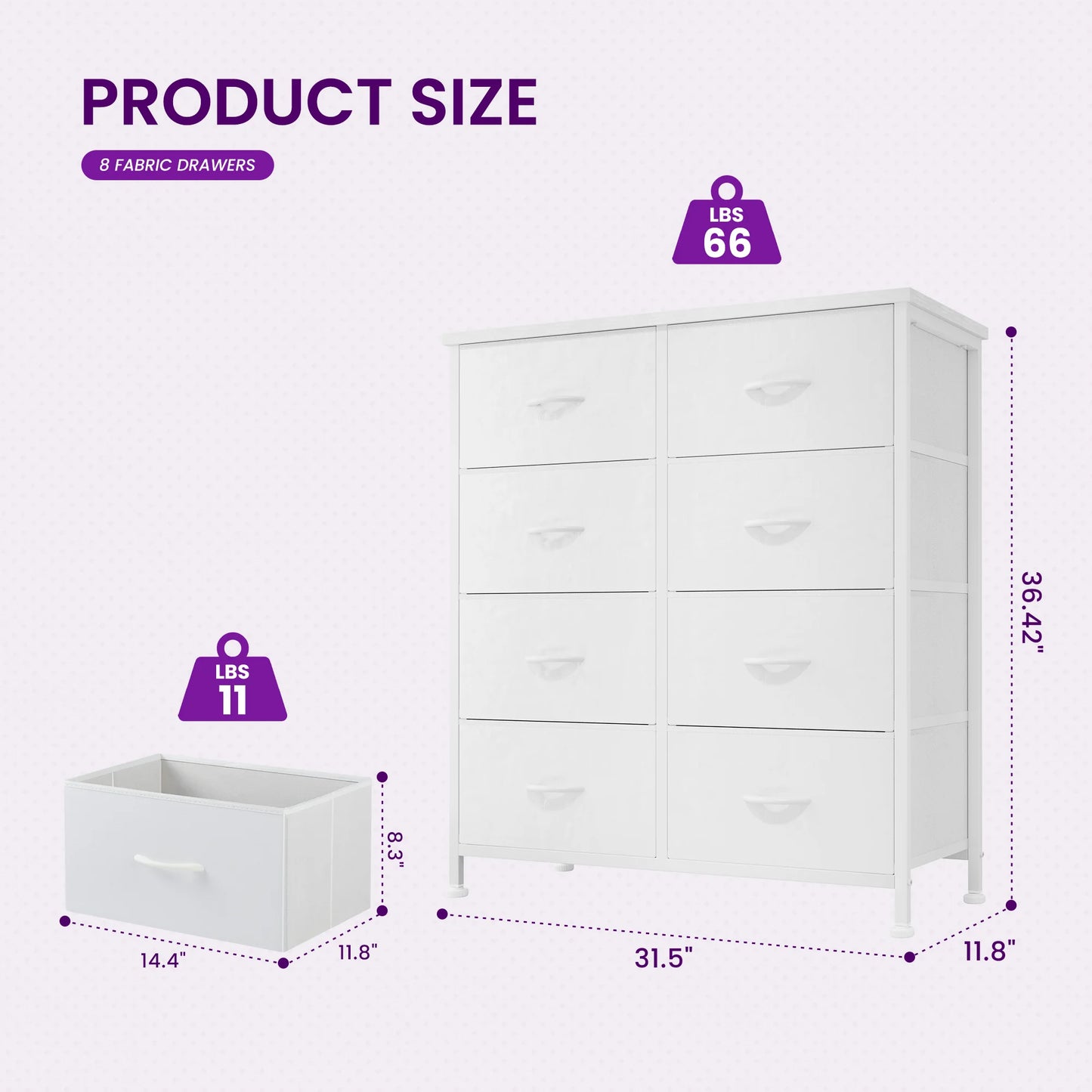 JHK Dresser Children's Wardrobe For Bedroom With 8 Fabric Drawers Storage Cabinet Steel Frame Assembly Closet For Home Furniture