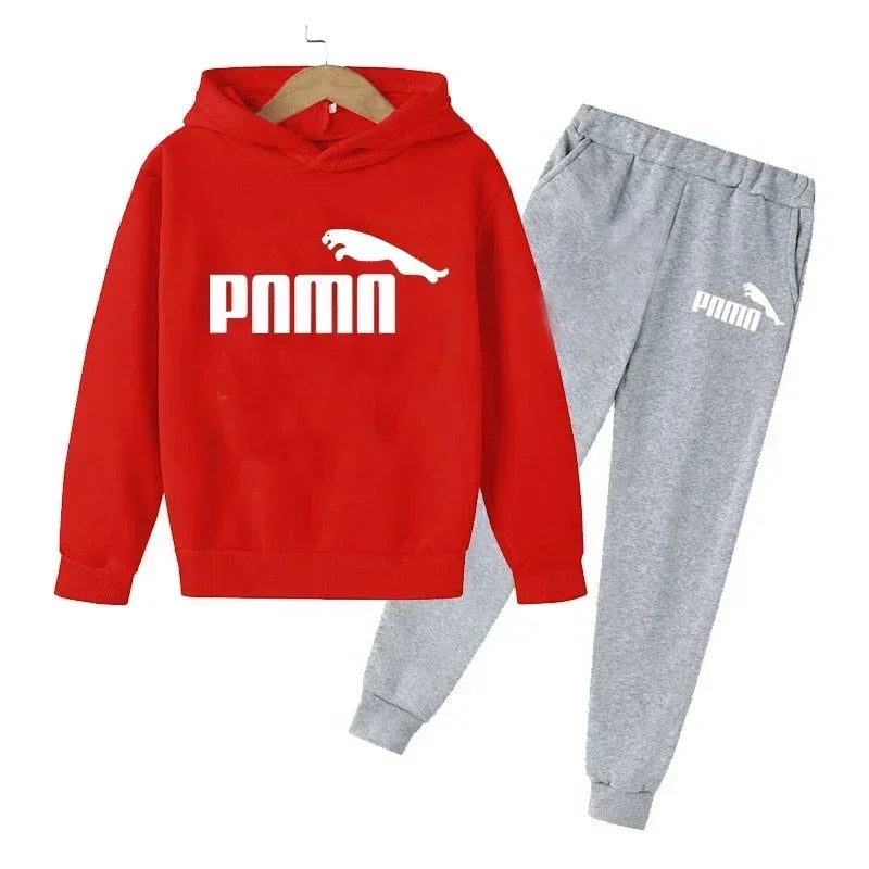 Kids Autumn Spring Trend Letter Print 2pcs Hoodie+Pants Tracksuits 2-13 Years Boys Girls Casual Outfits Children Clothes Sets
