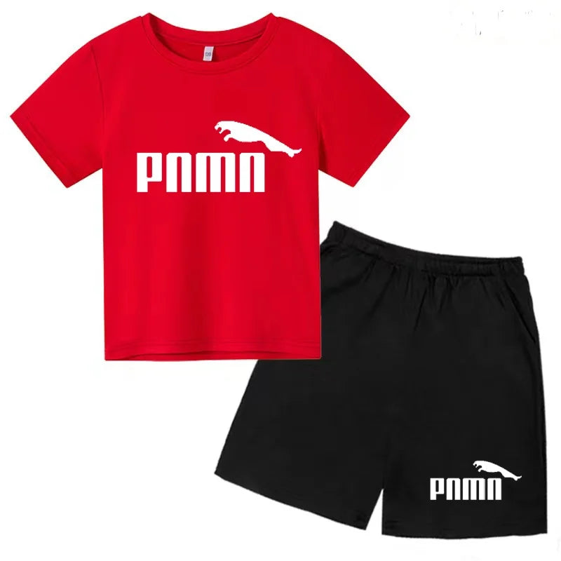 Kids  Fashion Two-Piece  Summer Sports brand Short-Sleeve Boy Girl 3-13Yrs  T-shirt +Shorts clothes