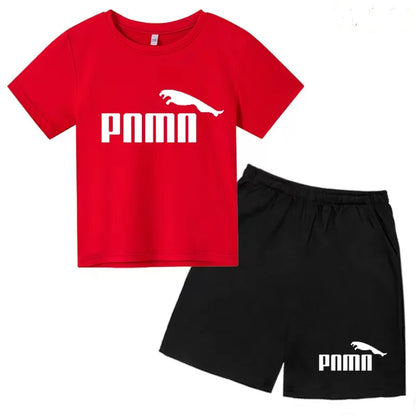 Kids  Fashion Two-Piece  Summer Sports brand Short-Sleeve Boy Girl 3-13Yrs  T-shirt +Shorts clothes