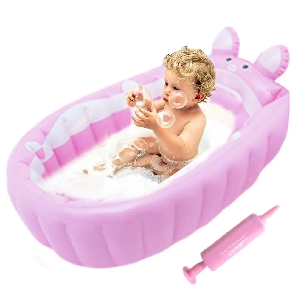 Toddler Inflatable Bathtub with Air Pump, Non-Slip Foldable Travel Bath Tub for Kids